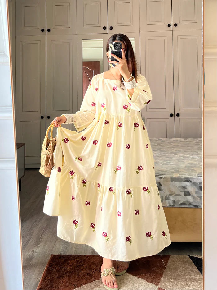 Rosey - Long Embroidered Frock