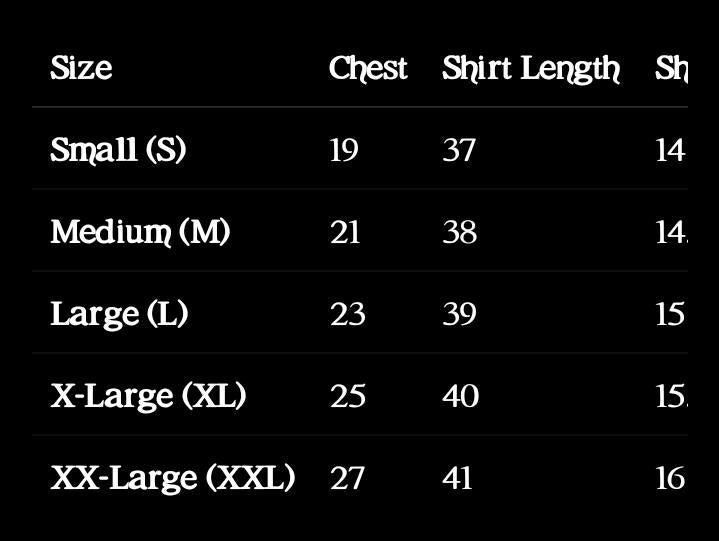 Size chart