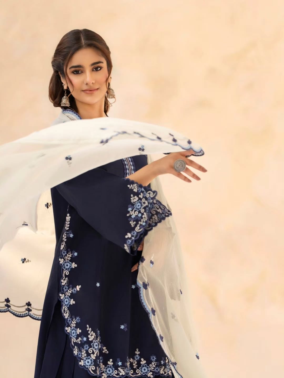 NAVY BLUE EMBROIDERED 3PC
