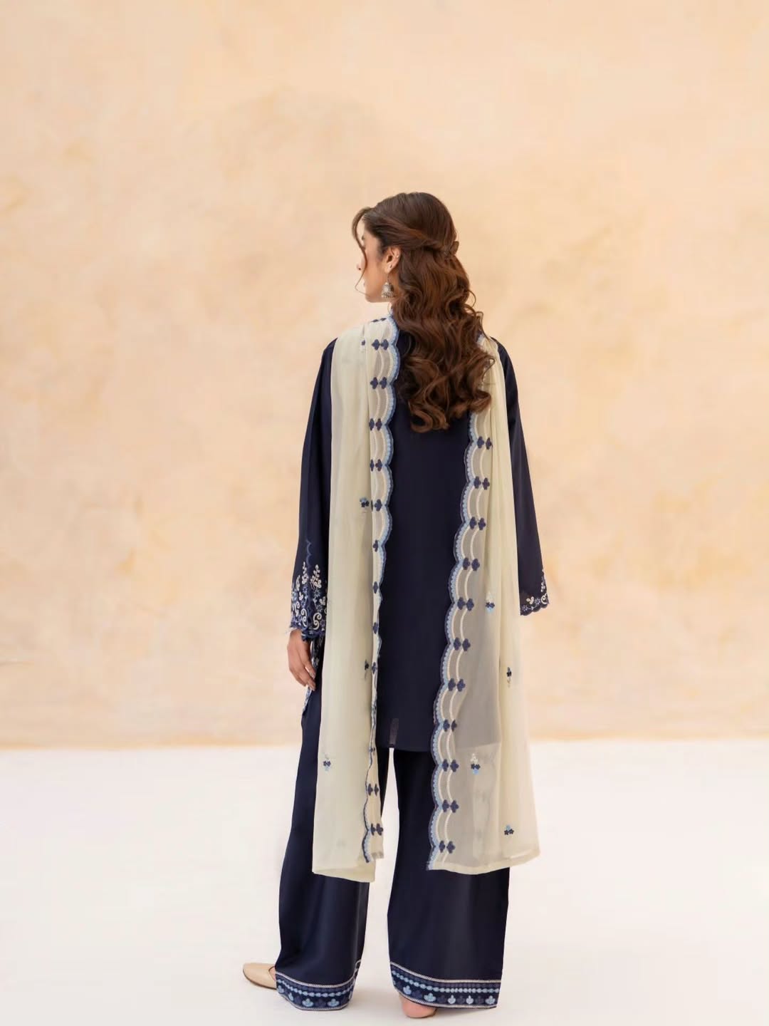NAVY BLUE EMBROIDERED 3PC