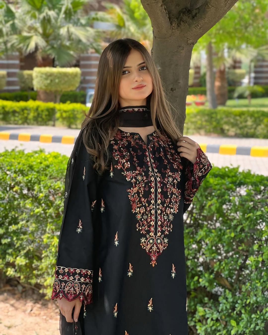 Noor-e-Shaam – Black  cotton&Chiffon 3-PCs