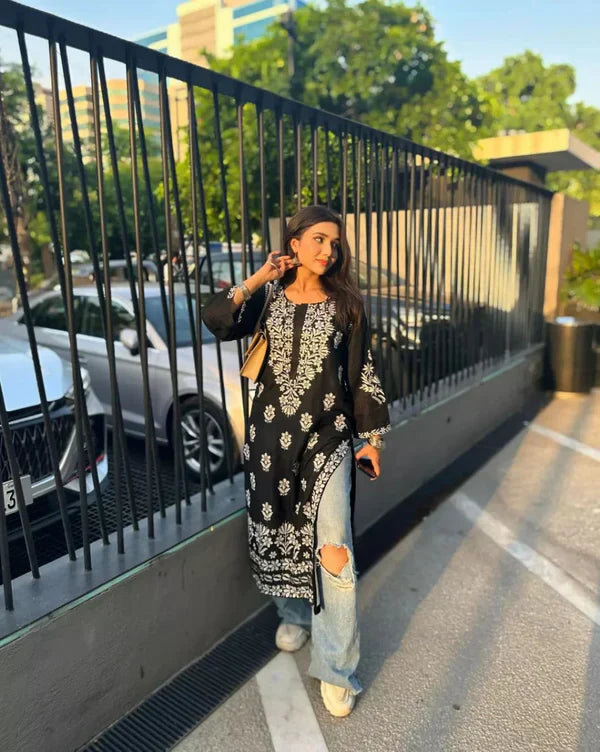 Black Bloom Kurti