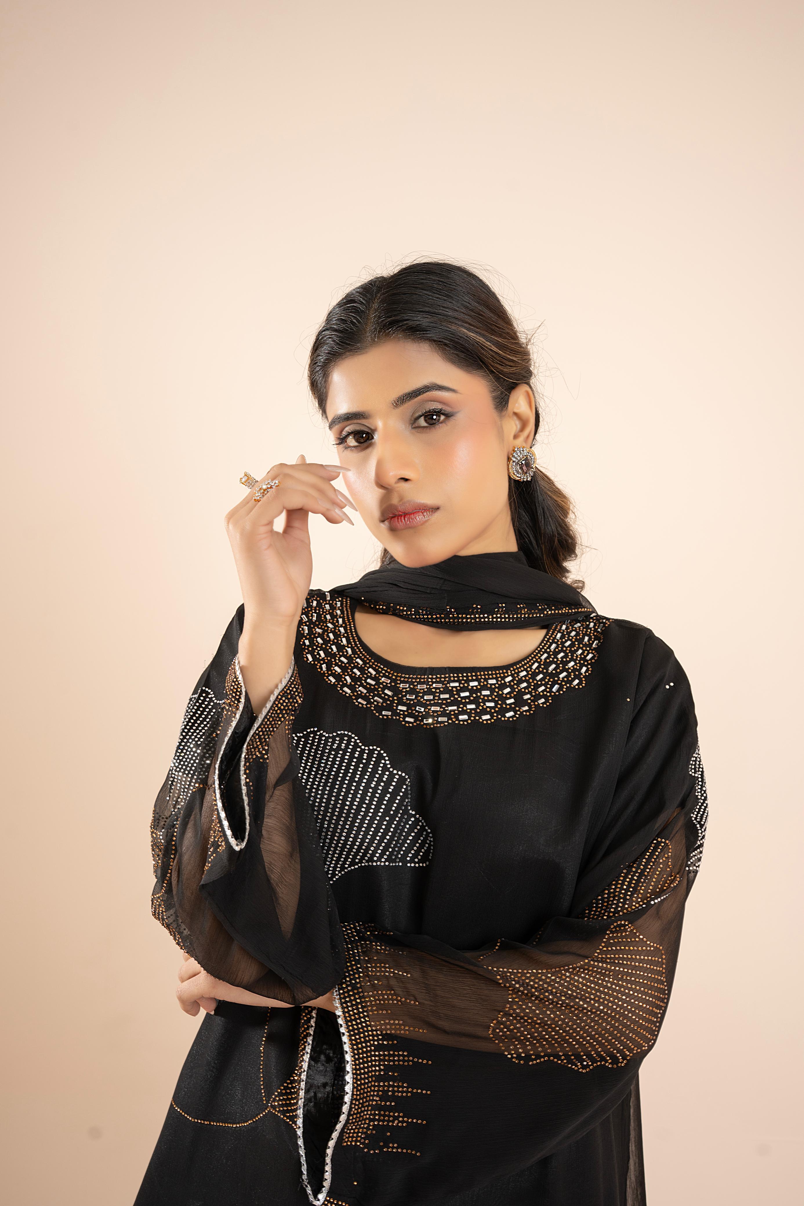 MIDNIGHT ELEGENCE CHIFFON 3PC