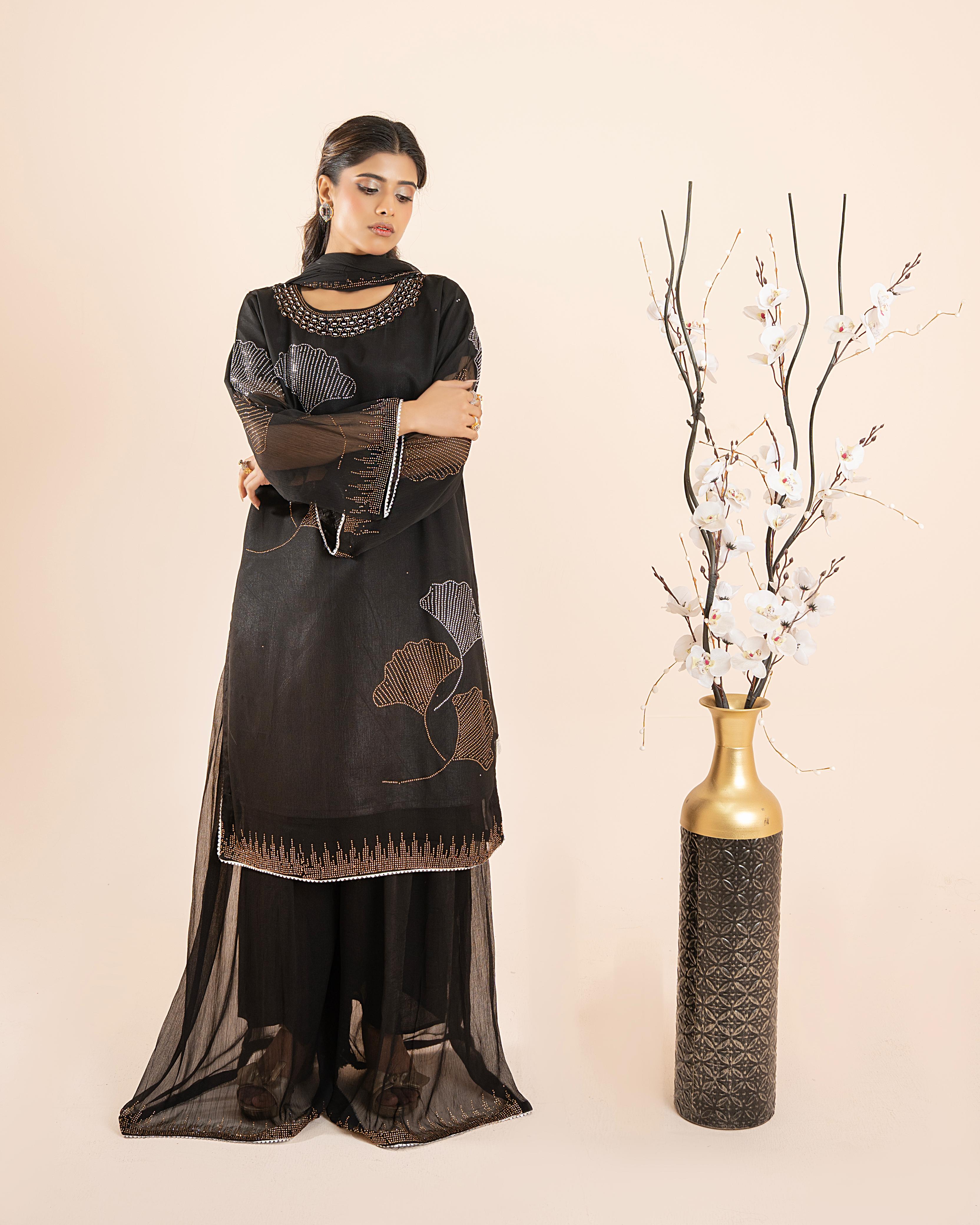 MIDNIGHT ELEGENCE CHIFFON 3PC