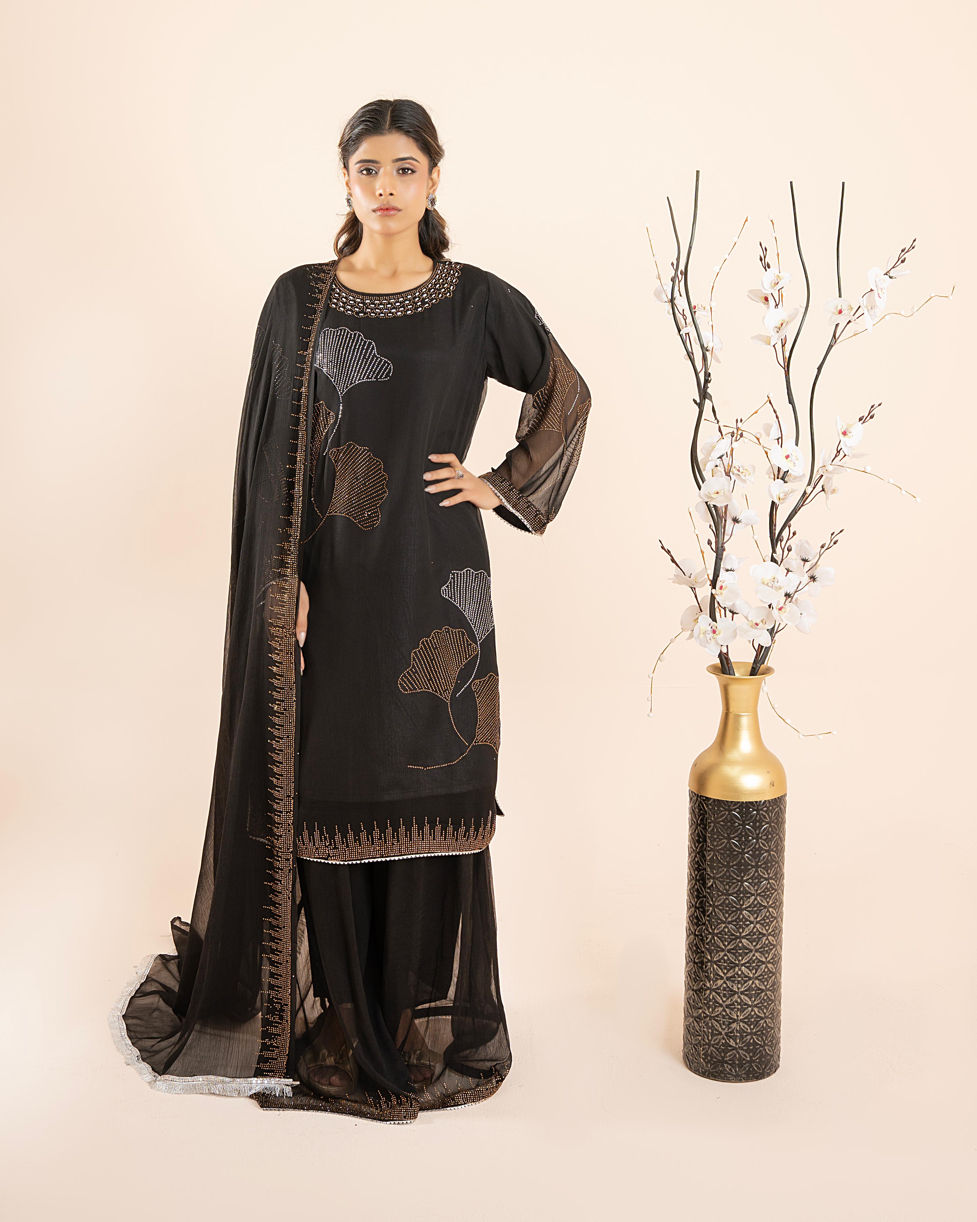 MIDNIGHT ELEGENCE CHIFFON 3PC