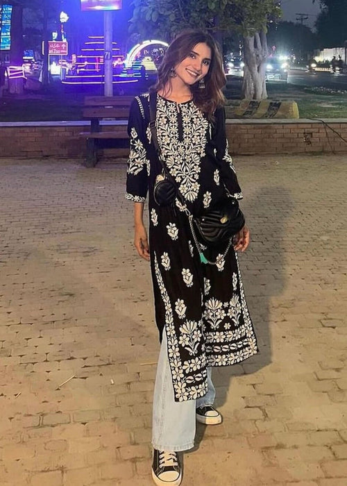 Black Bloom Kurti