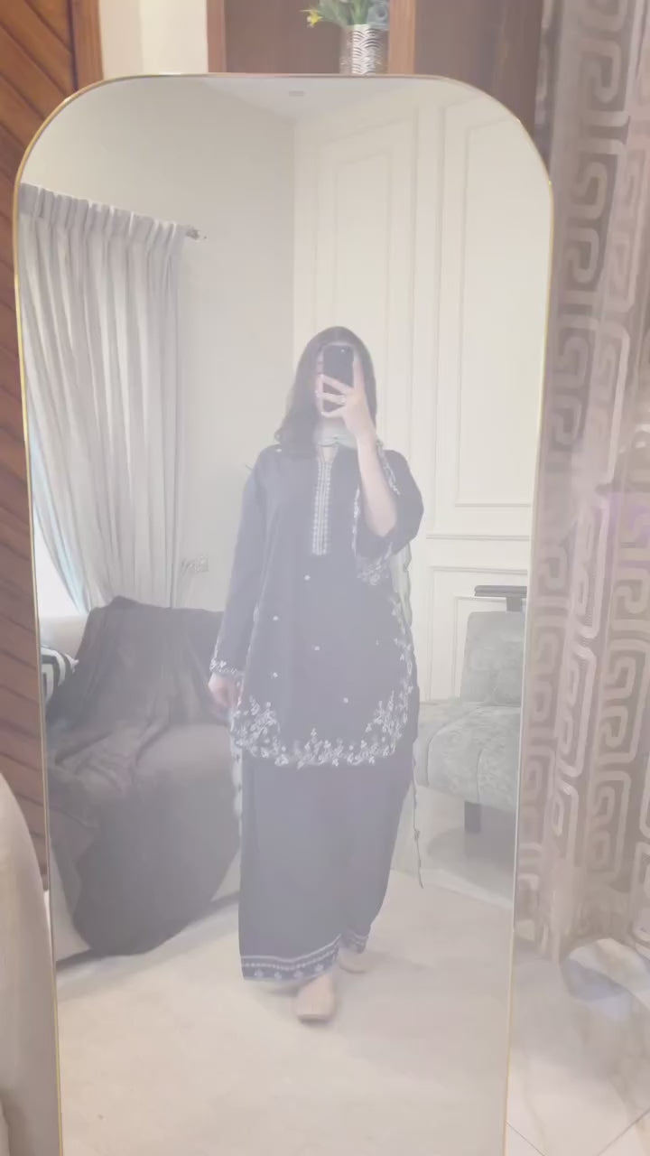 NAVY BLUE EMBROIDERED 3PC