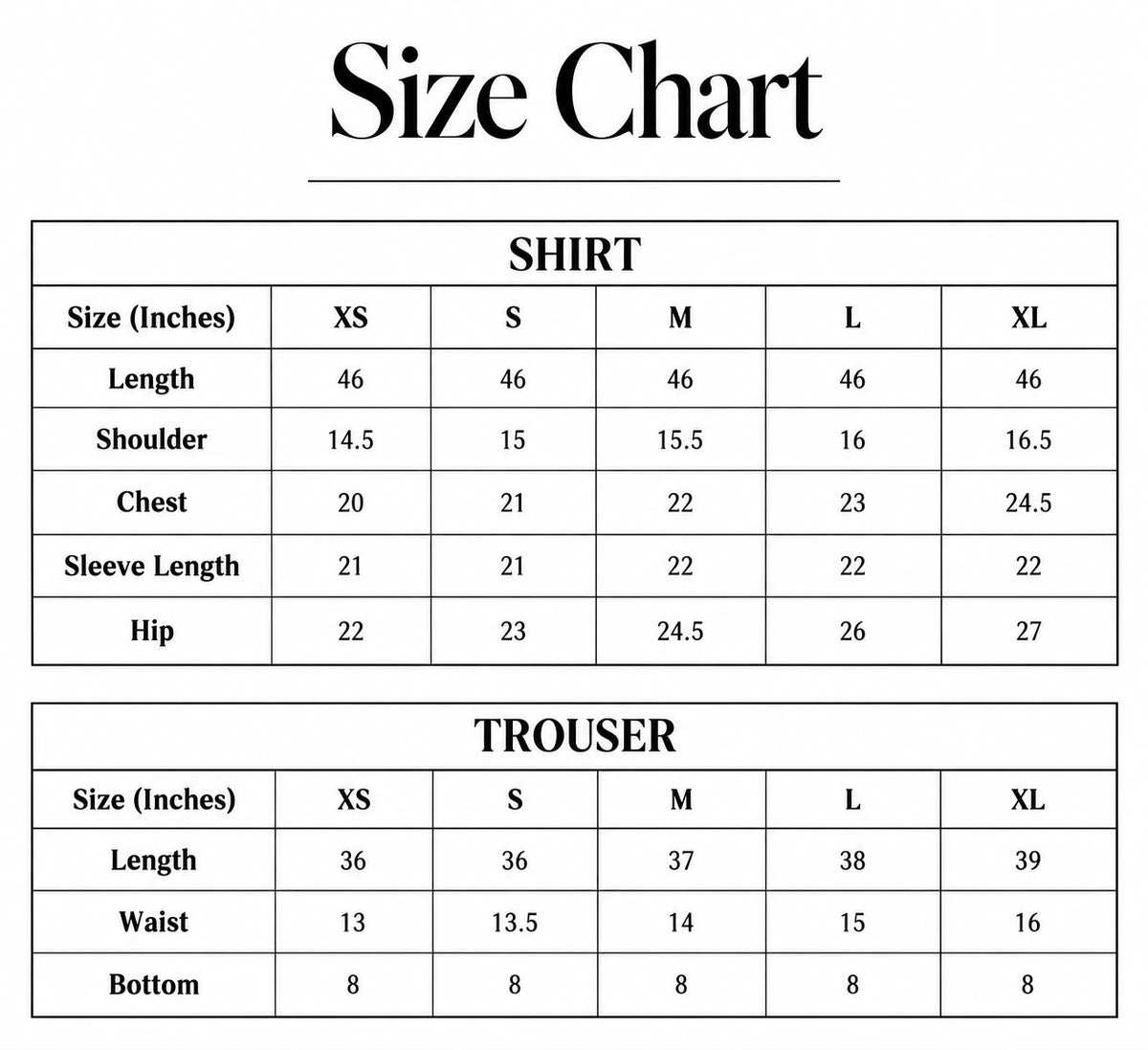Size chart
