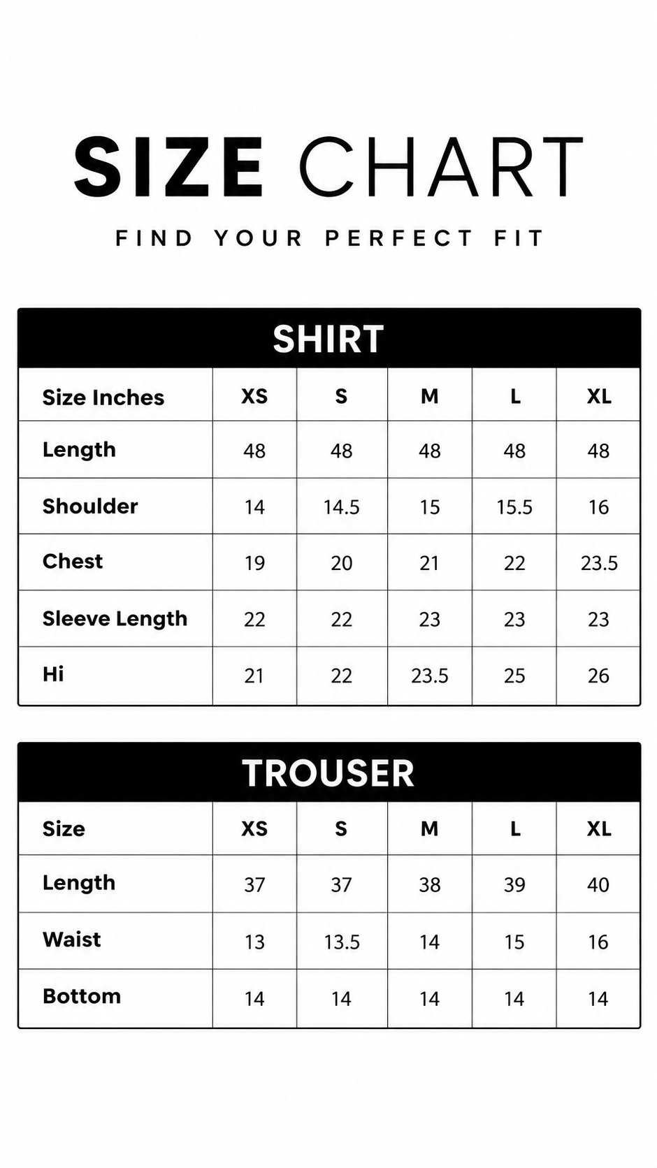 Size chart